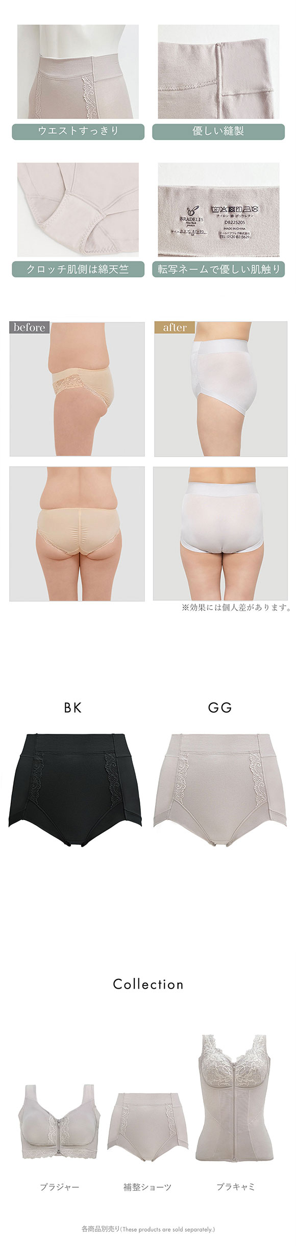 ブラデリス すらっと細見え 立体設計 補正ショーツ 綿混 快適 M-5L