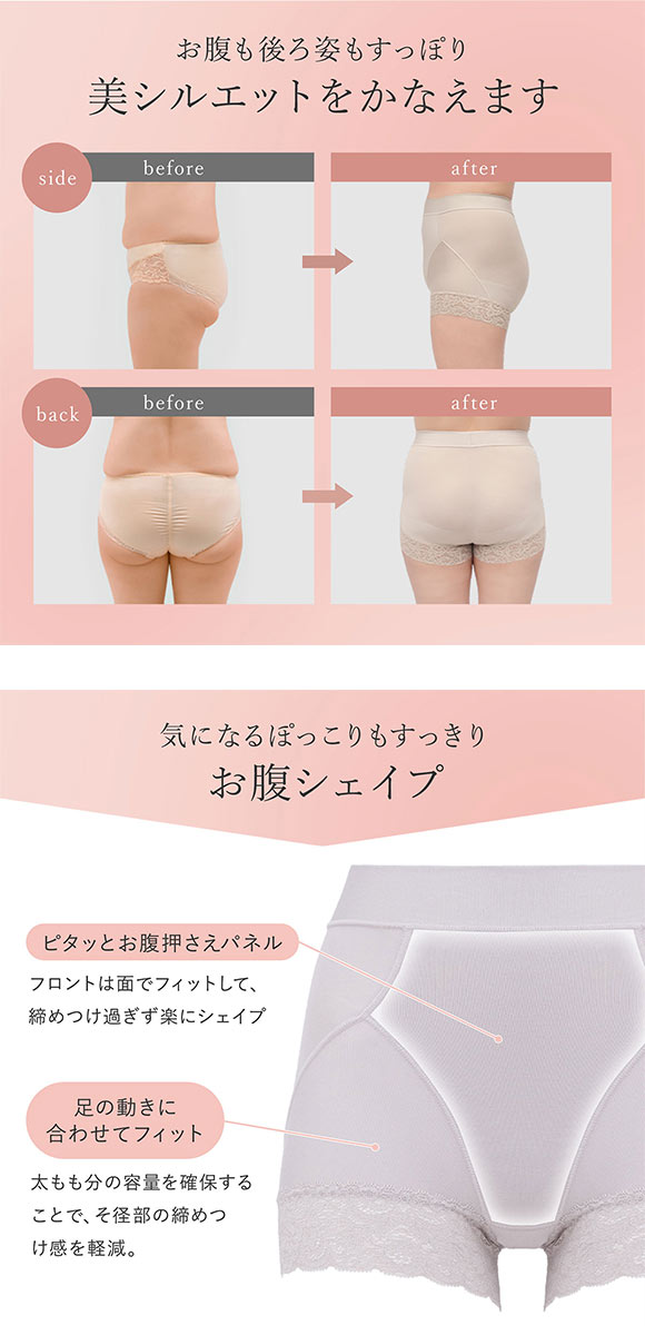 ブラデリス すっぽりフィット 楽々綿混 一分丈ショーツ S-5L ヒップアップ お腹シェイプ 美尻 補正 BRADELIS NY PEACE