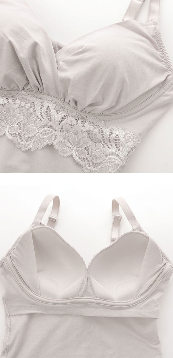 ブラデリス 綿混ストレッチハイブリッド ハートカップ ブラキャミ M-5L ノンワイヤー ブラトップ バストアップ 吸汗速乾 消臭 BRADELIS NY PEACE