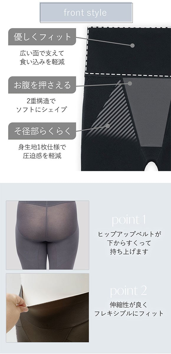 ゆきねえ 365綿混モアらく ヒップアップレギンス ガードル M-3L 補整 補正 サポート ぽっこりお腹 大きいサイズ ブラデリス