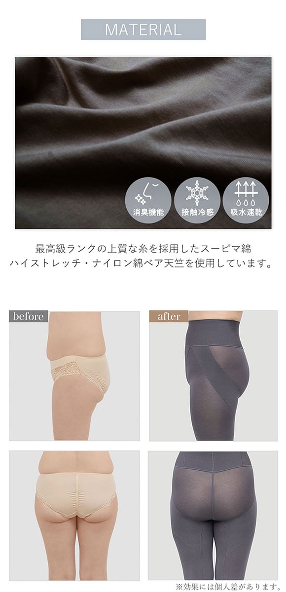 ゆきねえ 365綿混モアらく ヒップアップレギンス ガードル M-3L 補整 補正 サポート ぽっこりお腹 大きいサイズ ブラデリス