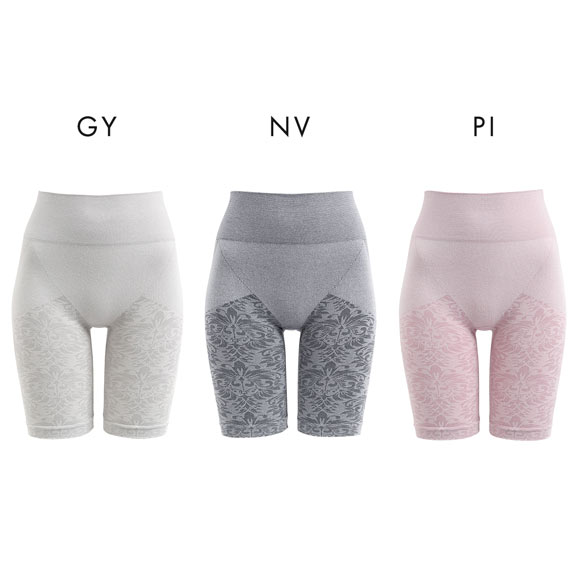 本気の補正力 コットンシェイパー 綿混成型 ロング ガードル 3分丈 M L LL 花柄ジャガード ボディメイク ヒップアップ ソフト補正