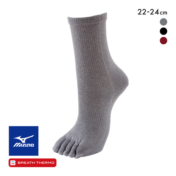 ミズノ MIZUNO ブレスサーモ BREATH THERMO 5本指ソックス 22-24cm