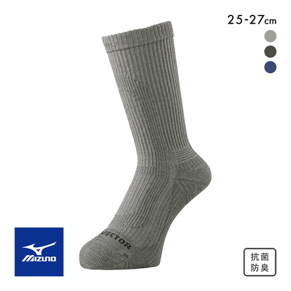 ミズノ MIZUNO ドライベクター 薄手パイルソックス クルー丈 靴下 メンズ 吸湿速乾 抗菌防臭 ムレ ニオイ