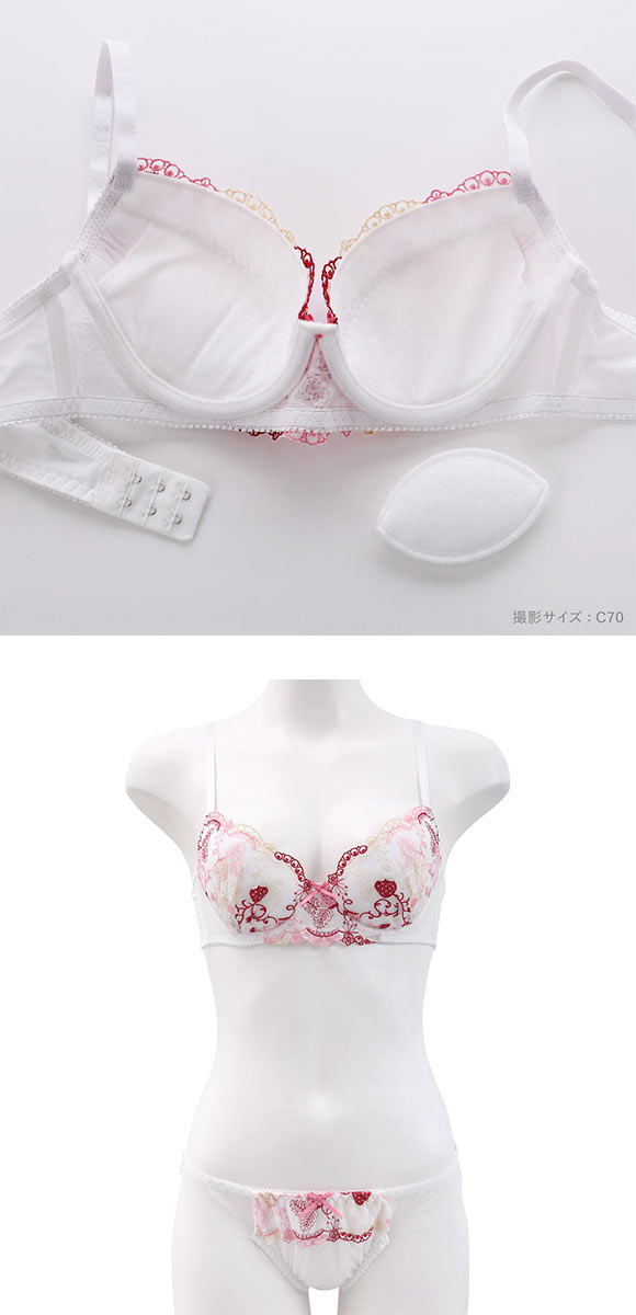 エレガント ロマンティックストロベリー ブラセット ABCDEF 大きいサイズ グラマー ブラジャー ショーツ セット Elegante