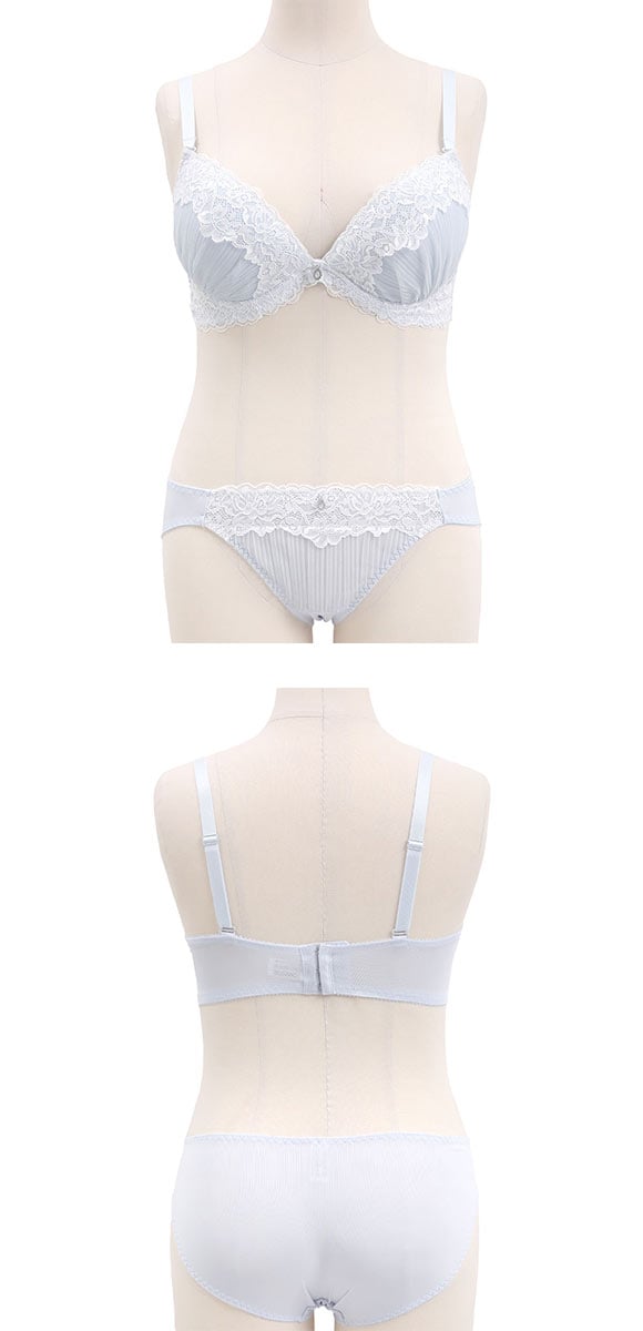 パンキュート プリーツチュールレース ブラセット CDEF80-95 脇寄せ 大きいサイズ グラマー 脇高 谷間 ブラジャー ショーツ PANCUTE