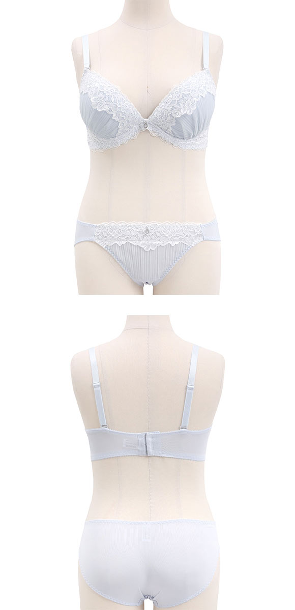 パンキュート プリーツチュールレース ブラセット CDEF80-95 脇寄せ 大きいサイズ グラマー 脇高 谷間 ブラジャー ショーツ PANCUTE