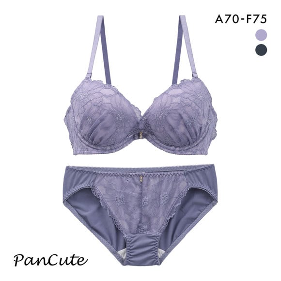 パンキュート フラワーカシュクール ブラセット ABCDEF 大きいサイズ グラマー リフトアップ ブラジャー ショーツ セット