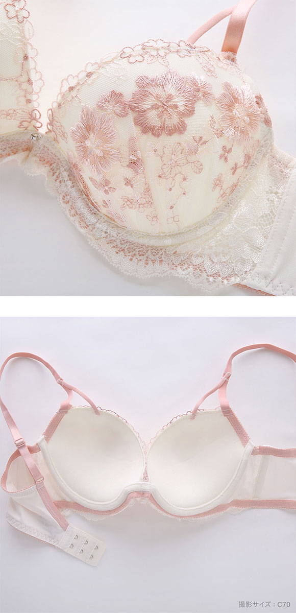 パンキュート 脇肉を谷間に変える脇高ブラ アンティークレース ブラセット ABCDEF 盛り胸 谷間 ブラジャー ショーツ セット Pan Cute