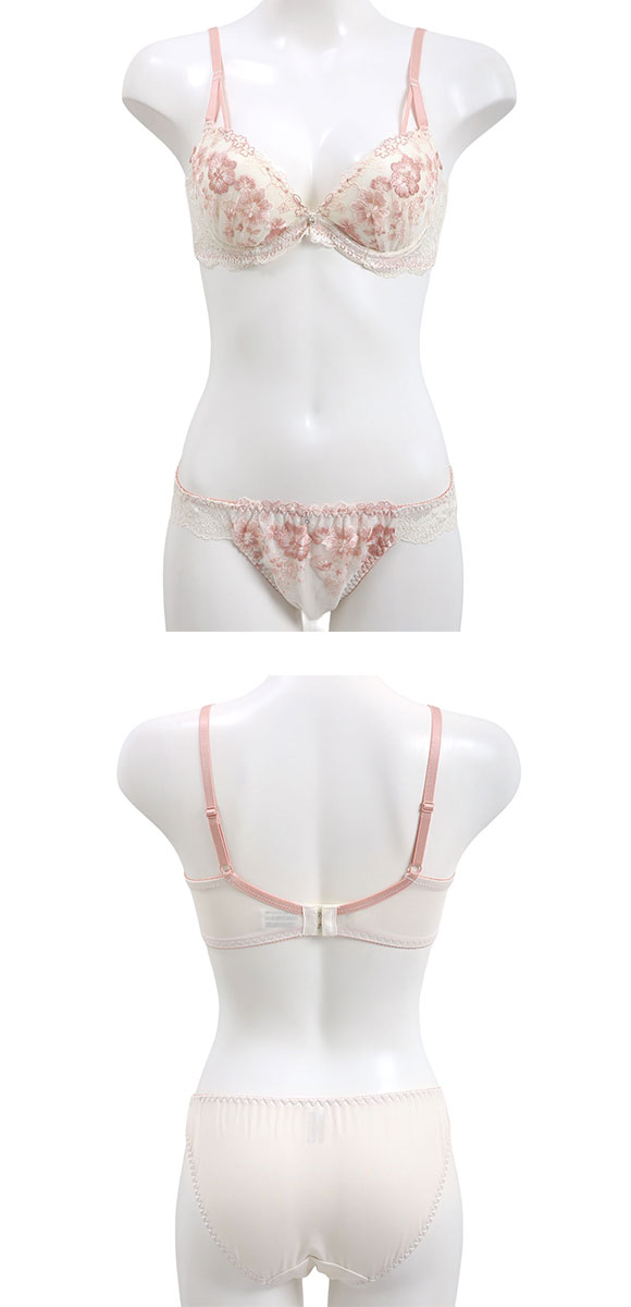 パンキュート 脇肉を谷間に変える脇高ブラ アンティークレース ブラセット ABCDEF 盛り胸 谷間 ブラジャー ショーツ セット Pan Cute