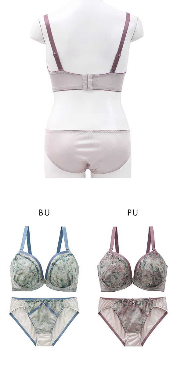 パンキュート らくちんソフトワイヤー フラワープリント刺繍 ブラ