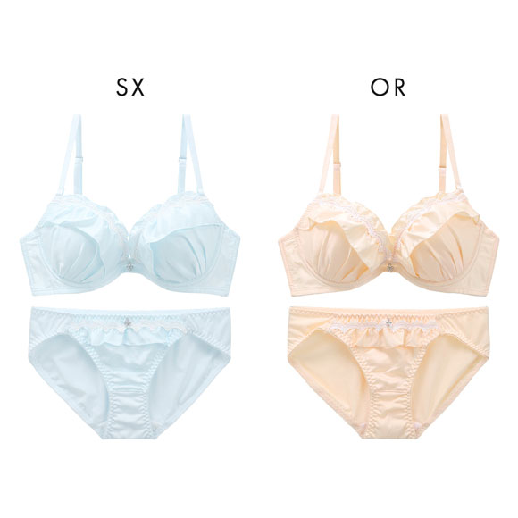 パンキュート 脇肉を谷間に変える脇高ブラ マットサテンフリル ブラセット ABCDEF 盛り胸 谷間 グラマー アンダー大きいサイズ