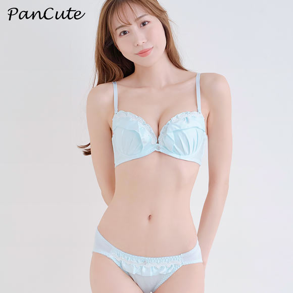 パンキュート 脇肉を谷間に変える脇高ブラ マットサテンフリル ブラセット CDEF80-95 脇寄せ グラマー アンダー大きいサイズ