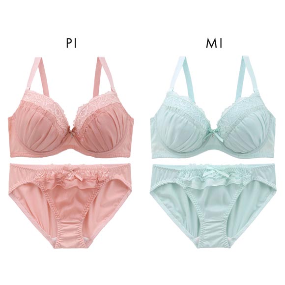 パンキュート トウィンクルシフォンレース ブラセット BCDEF80-95 大きいサイズ グラマー ブラジャー ショーツ セット 下着 PANCUTE