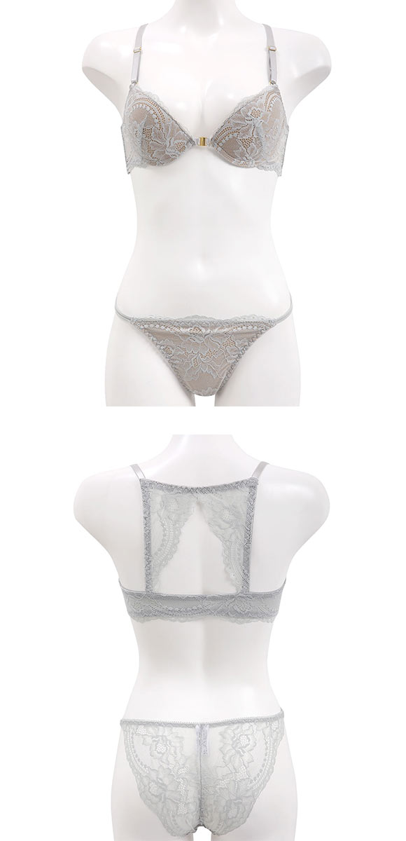 エレガント ヌーディバックレース フロントホック ブラセット ABCDEF