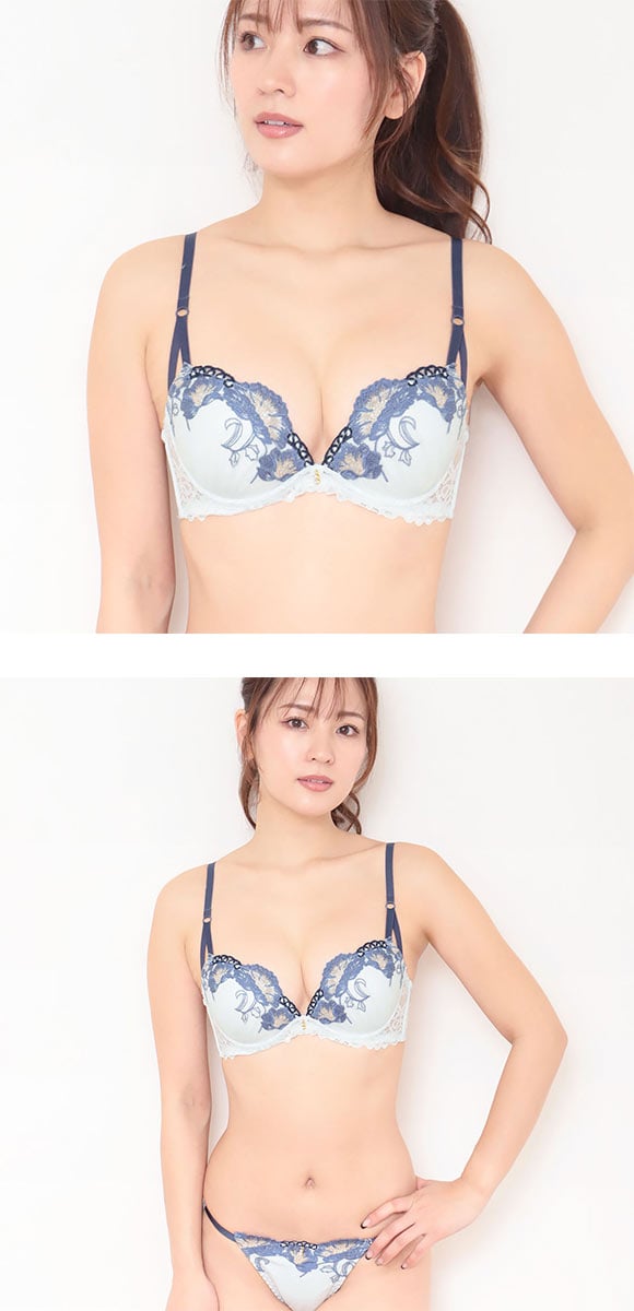 エレガント ラメフローラルレース ブラセット GHI65-95 大きいサイズ グラマー 盛り胸 谷間 ブラジャー ショーツ Elegante