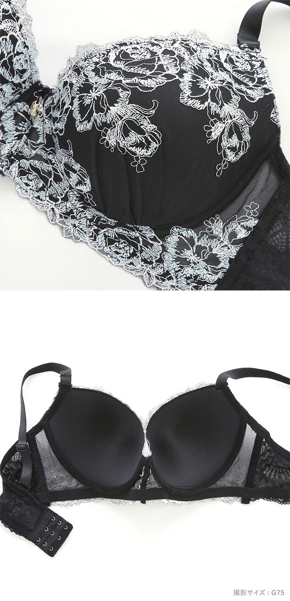 エレガント ノーブルロージーレース ブラセット GHI65-95 盛り胸 大きいサイズ グラマー 谷間 ブラセット ブラジャー ショーツ Elegante