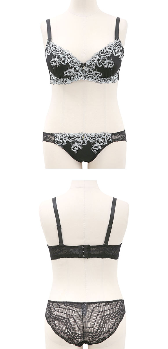 エレガント ノーブルロージーレース ブラセット GHI65-95 盛り胸 大きいサイズ グラマー 谷間 ブラセット ブラジャー ショーツ Elegante