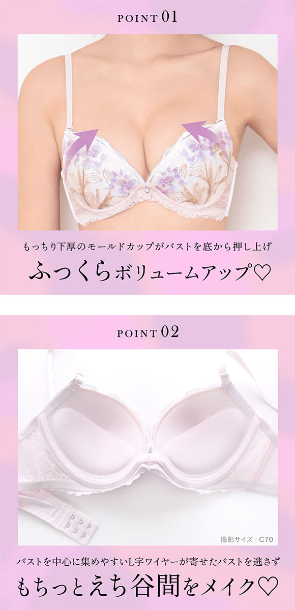 エレガント ペールアイリス ブラセット ABCDEF 大きいサイズ グラマー 盛り ブラジャー ショーツ セット 脇寄せ L字 谷間 Elegante