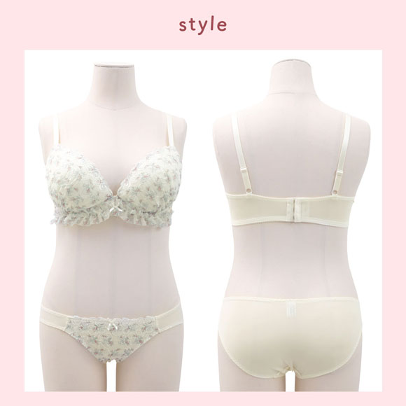 パンキュート ローズロマンティックフリル ブラセット GHI65-95 大きいサイズ グラマー 盛り ブラ 大きいサイズ 脇寄せ L字 谷間 盛り胸 PANCUTE