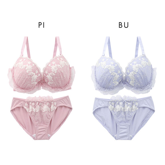 エレガント ロマンティックフリル ブラセット CDEF80-95 グラマー アンダー大きいサイズ 脇肉 谷間 Elegante