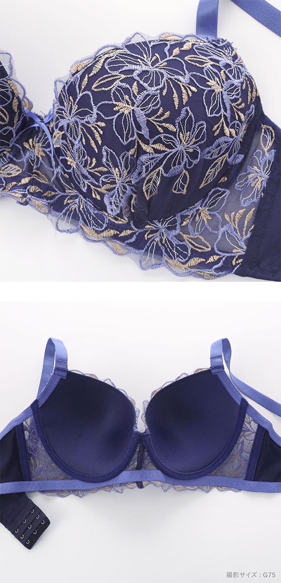 エレガント フラワーガーデン ブラセット CDEF80-95 大きいサイズ グラマー ブラジャー ショーツ セット まる胸 パッド内蔵 Elegante