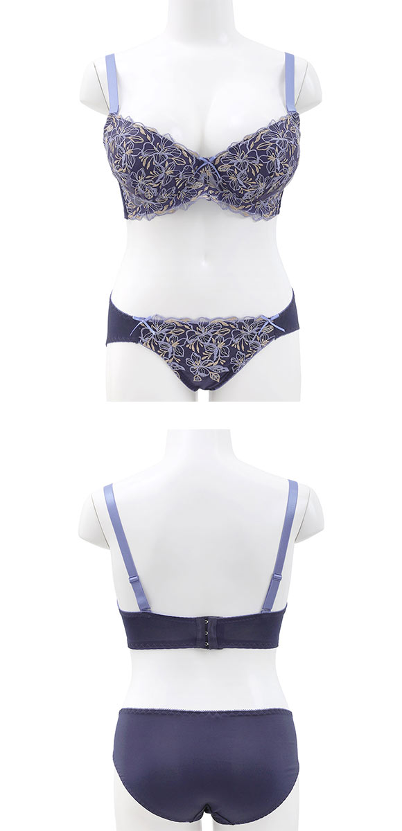 エレガント フラワーガーデン ブラセット GHI65-95 大きいサイズ グラマー ブラジャー ショーツ セット まる胸 パッド内蔵 Elegante