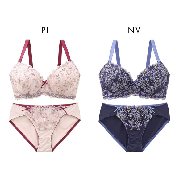 エレガント フラワーガーデン ブラセット GHI65-95 大きいサイズ グラマー ブラジャー ショーツ セット まる胸 パッド内蔵 Elegante