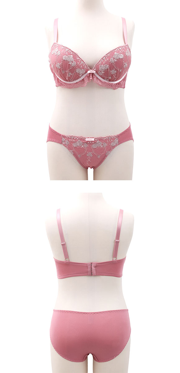 エレガント ロマンティックローズ ブラセット GHI65-95 大きいサイズ グラマー 盛り ブラジャー ショーツ セット 脇寄せ L字 谷間 盛り胸 パッド内蔵 Elegante