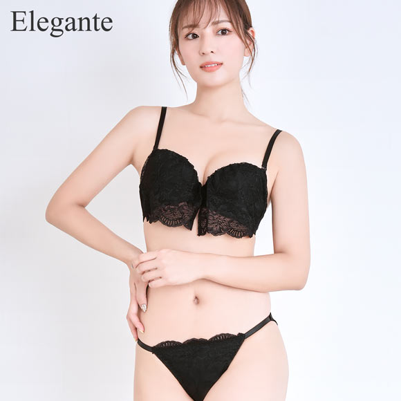 エレガント カバーレーシー ブラセット GHI65-95 大きいサイズ グラマー ブラジャー ショーツ セット 谷間 盛り 下厚パッド Elegante