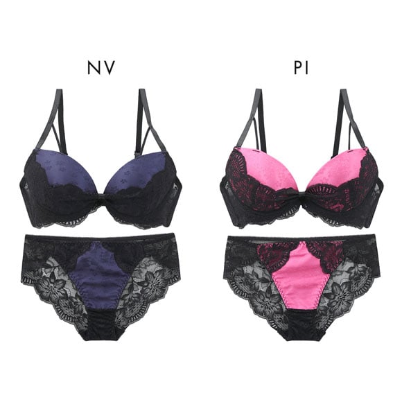 エレガント ジャガードサテンレース ブラセット ABCDEF 美胸 大きいサイズ グラマー 盛り胸 谷間 脇寄せ セット Elegante