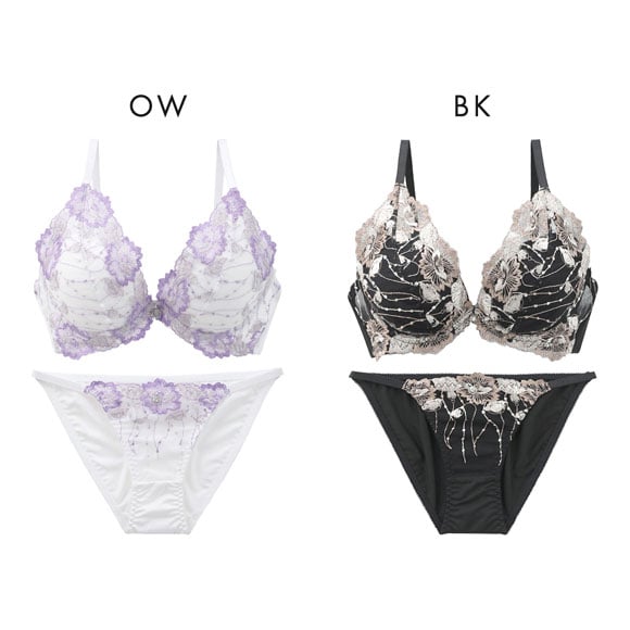 エレガント プランジ風ブルームレース ブラセット ABCDEF 美胸 大きいサイズ グラマーサイズ 盛り胸 谷間 脇寄せ セット Elegante