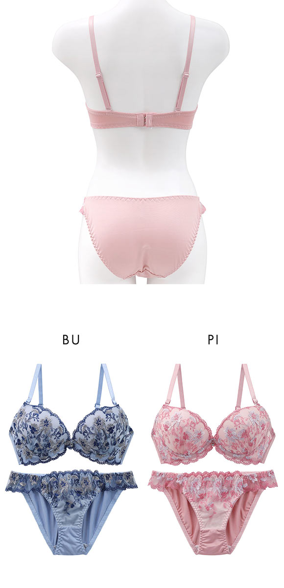 パンキュート フラワーアーチレース ブラセット ABCDEF 下厚パッド 盛り胸 寄せ上げ 大きいサイズ PANCUTE