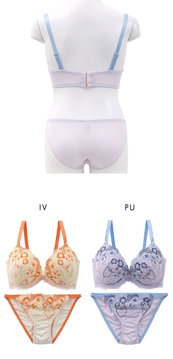 エレガント パピヨンフルール ブラセット GHI65-95 大きいサイズ グラマー 谷間 まる胸 ブラジャー ショーツ Elegante