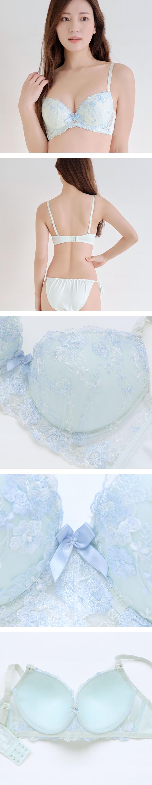 パンキュート ロマンティックフラワー ブラセット BCDEF80-95 大きいサイズ グラマー サイドリボン ブラジャー ショーツ PANCUTE