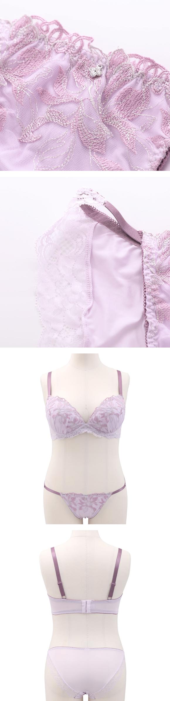 エレガント フローラル刺繍レース ブラセット GHI65-95 大きいサイズ グラマー ブラジャー ショーツ セット Elegante 下着