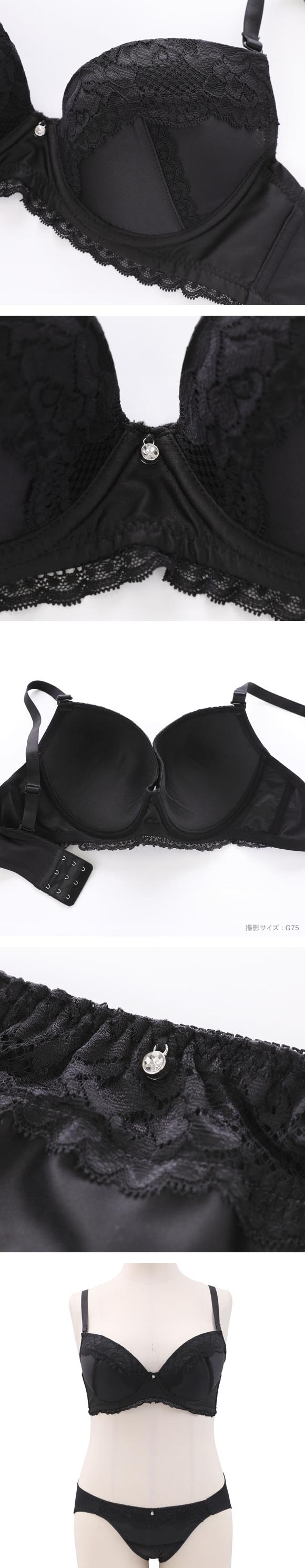 エレガント マットサテンレース ブラセット GHI65-95 大きいサイズ グラマー ブラジャー ショーツ セット Elegante 下着