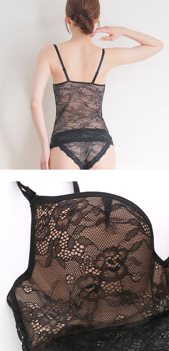 エレガント 楽盛り 総レースブラキャミ ショーツ セットアップ LL-5L カップ付き ワイヤー入り ブラトップ 大きいサイズ グラマー  Elegante