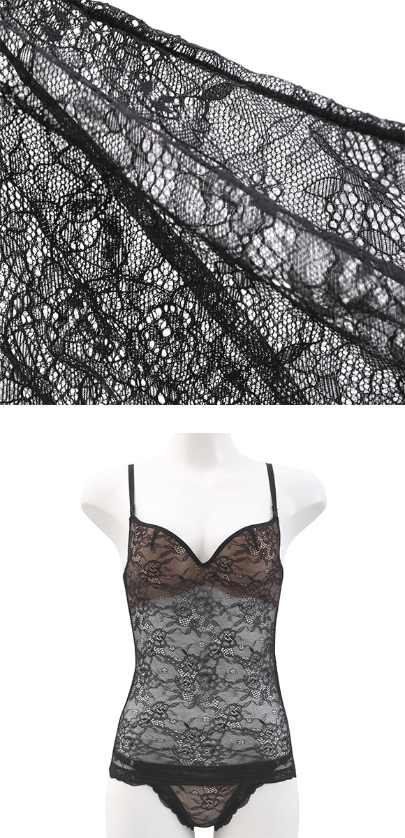エレガント 楽盛り 総レースブラキャミ ショーツ セットアップ LL-5L カップ付き ワイヤー入り ブラトップ 大きいサイズ グラマー  Elegante