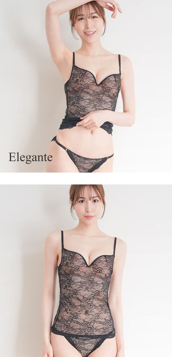 エレガント 楽盛り 総レースブラキャミ ショーツ セットアップ SML