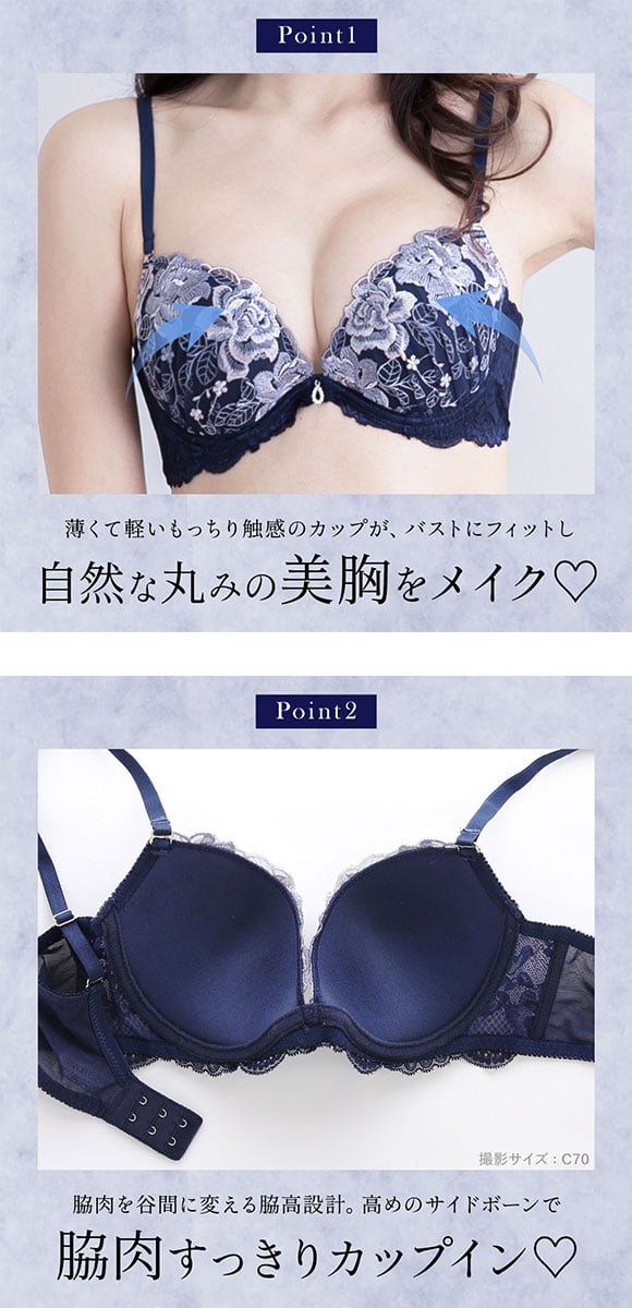 エレガント 脇肉を谷間に変える脇高ブラ ロマンティックローズ ブラセット ABCDEF 大きいサイズ グラマー 脇寄せ 盛り ブラジャー ショーツ Elegante