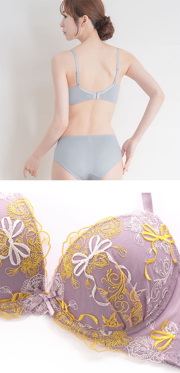 パンキュート 脇肉を谷間に変える脇高ブラ ローズリボン ブラセット ABCDEF 大きいサイズ グラマー ブラジャー ショーツ セット