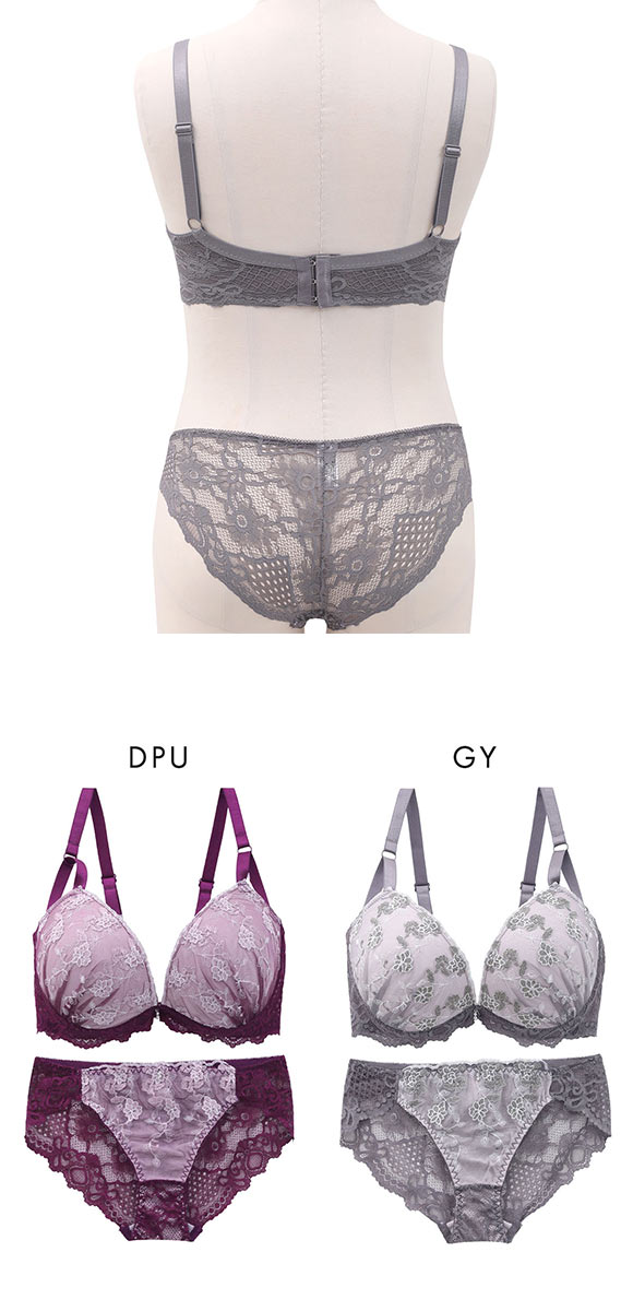 エレガント 脇肉を谷間に変える脇高ブラ シャイニーレース ブラセット CDEF80-95 大きいサイズ 脇寄せ 盛り 美胸補正 育乳 Elegante