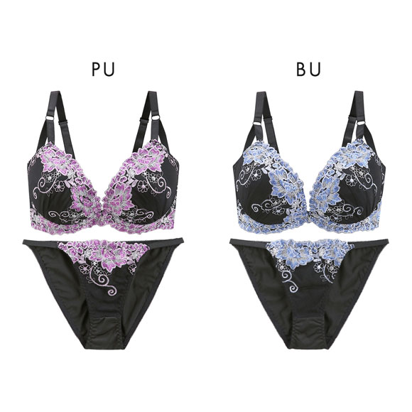 エレガント 脇肉を谷間に変える脇高ブラ ダリアレース ブラセット CDEF80-95 大きいサイズ 脇寄せ 盛り 美胸補正 育乳 Elegante