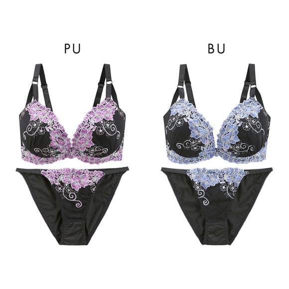 エレガント 脇肉を谷間に変える脇高ブラ ダリアレース ブラセット GHI65-95 大きいサイズ 脇寄せ 盛り 美胸補正 育乳 Elegante