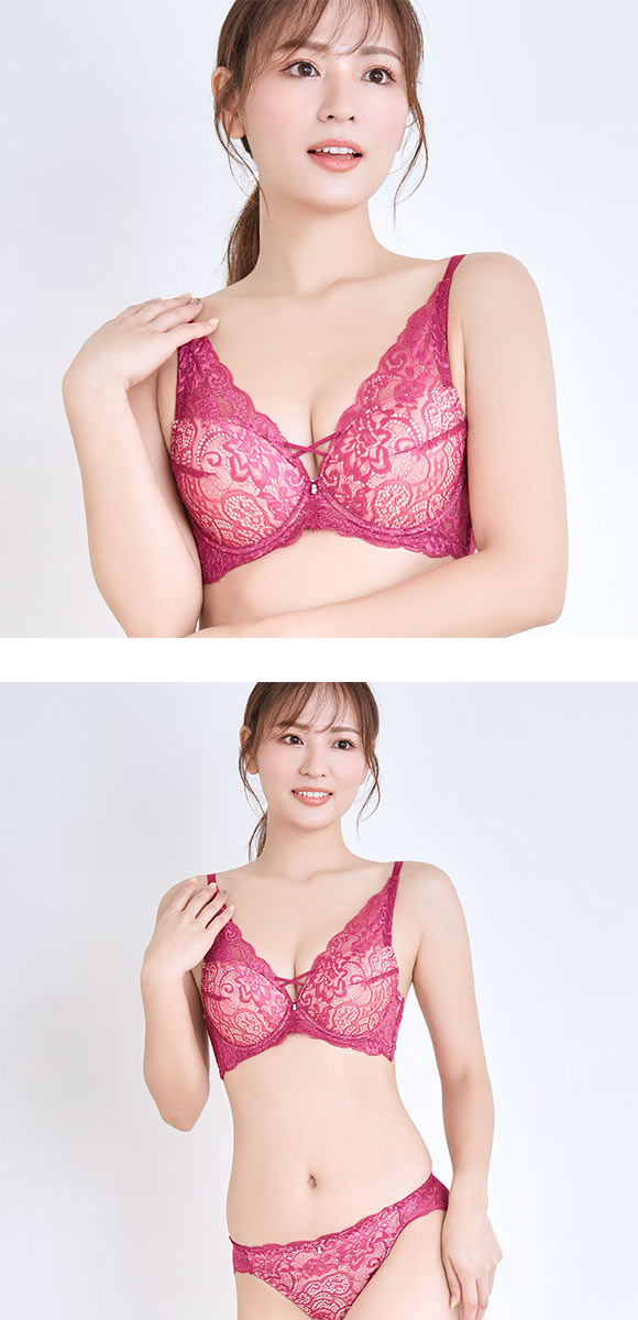 エレガント 脇肉を谷間に変える脇高ブラ プランジクロス ブラセット CDEF80-95 ブラジャー ショーツ セット グラマー Elegante