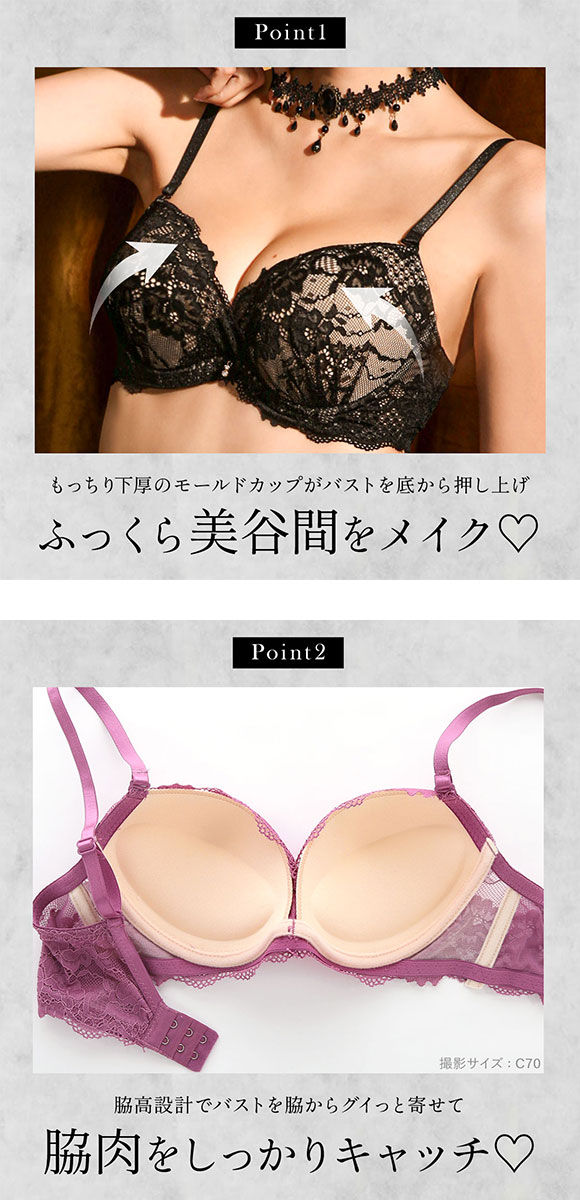 エレガント 脇肉を谷間に変える脇高ブラ グラマラスレーシー ブラセット ABCDEF 大きいサイズ グラマー 盛り胸 寄せ上げ ブラジャー ショーツ 脇寄せ