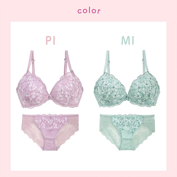 エレガント 脇肉を谷間に変える脇高ブラ レーシーフローラ ブラセット ABCDEF 下厚パッド 盛り胸 寄せ上げ ブラジャー ショーツ セット 脇寄せ