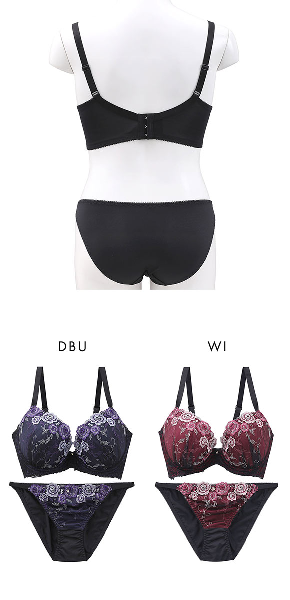 エレガント 脇肉を谷間に変える脇高ブラ クラシックローズ ブラセット GHI65-95 大きいサイズ グラマー ブラジャー セット Elegante