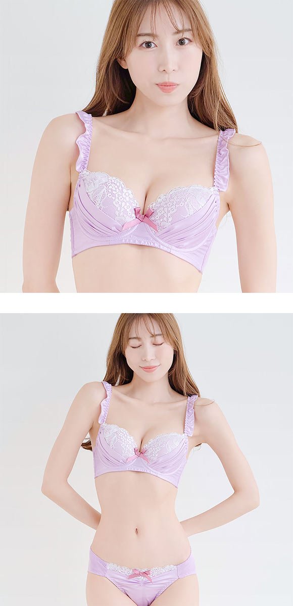 エレガント  すっきりらくちんソフトワイヤー フェミニンタック ブラセット ABCDEF 大きいサイズ ブラジャー ショーツ セット Elegante
